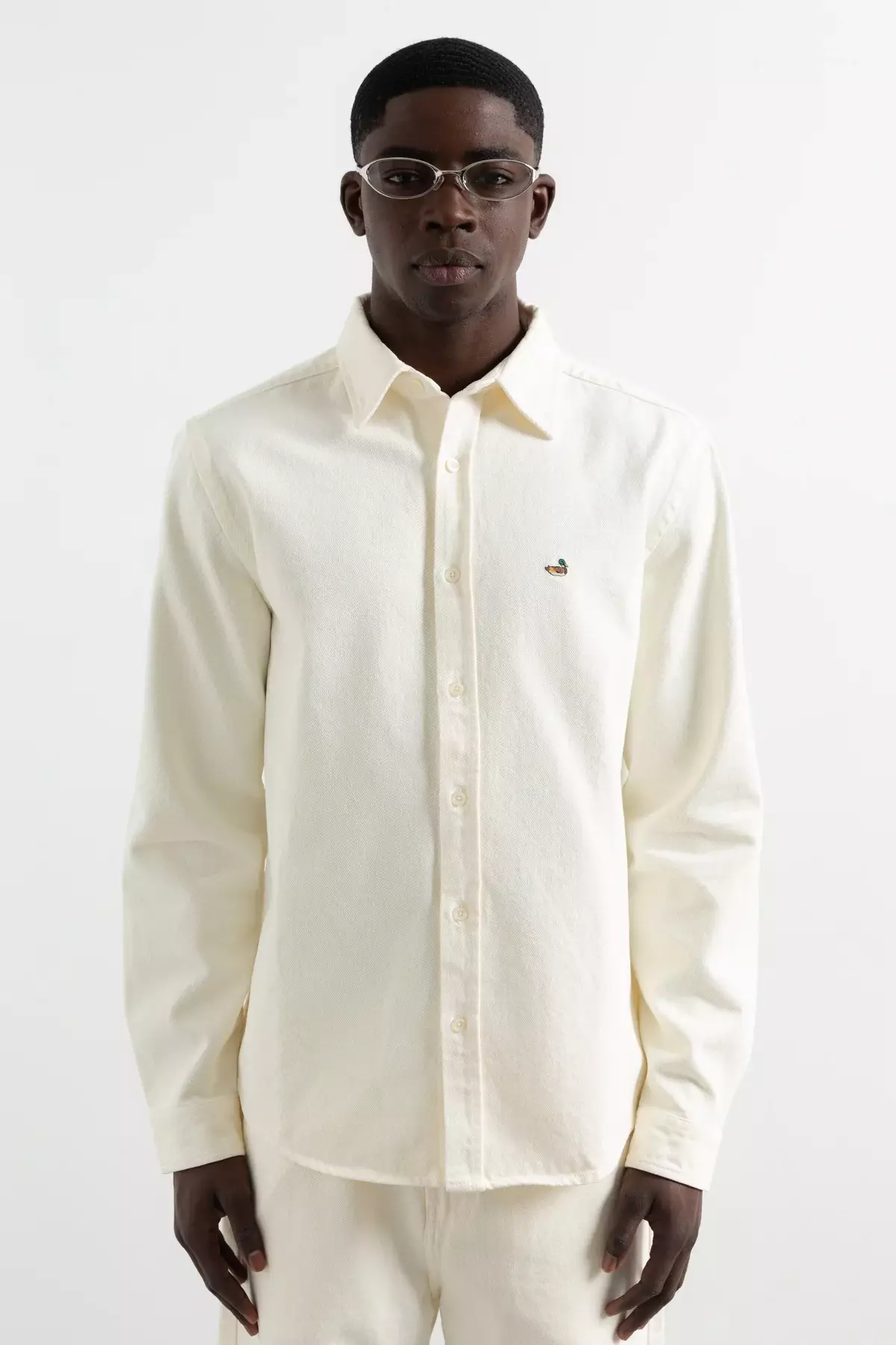 Edmmond Studios Off White Duck Denim Shirt Hemd Herren weiß